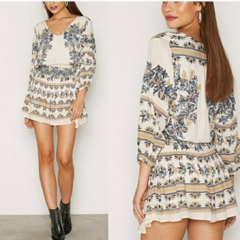 Free People Boho Balloon Sleeve Tunic Mini Dress S